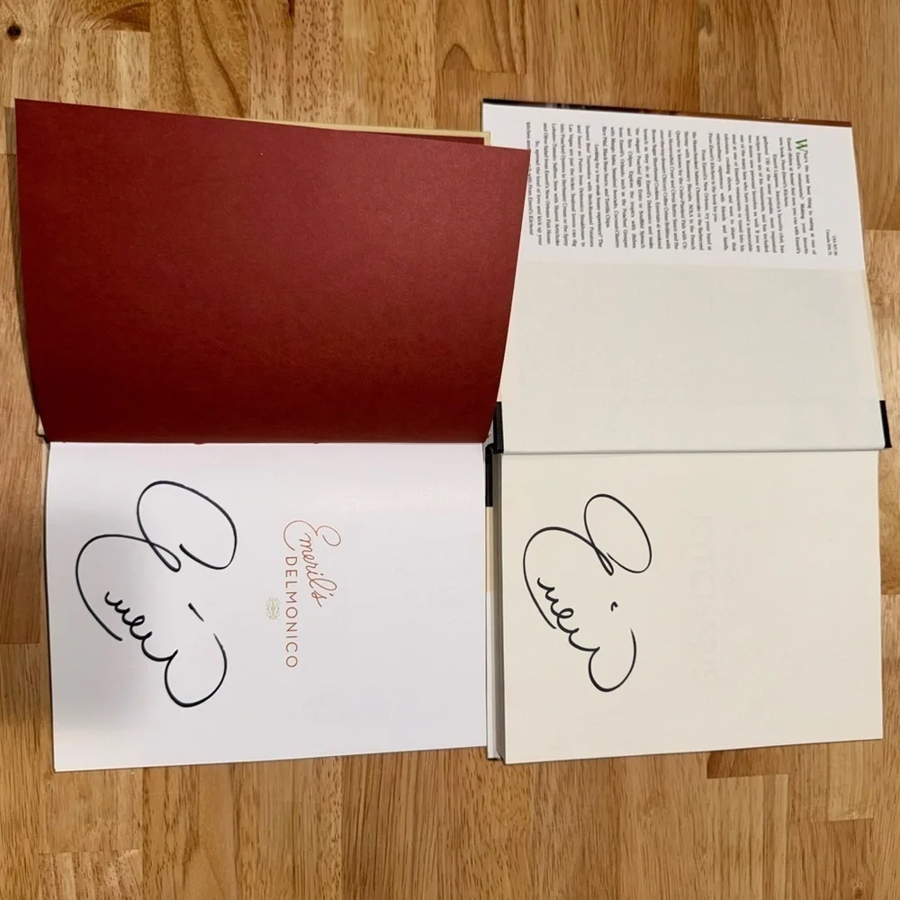 Emeril Lagasse Cookbook Set - Autographed Cream and Black